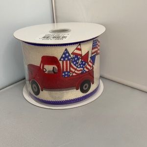 Red Truck Patriotic Wired Ribbon